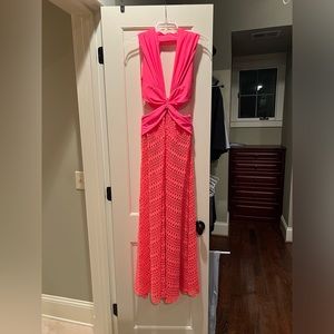 Gorgeous PatBo Cut-Out Beach Dress in Neon Coral